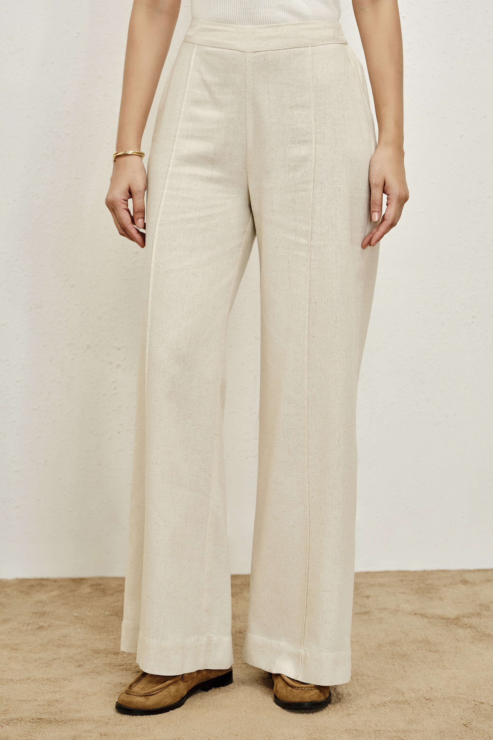 Thea Natural Wide-Leg Pants